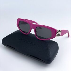 NEW Balenciaga BB0095S 017 Fuchsia Pink Silver Grey Cat Eye Unisex Sunglasses